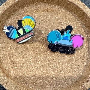 2 ear hats hidden Mickey wave B pins 
Mulan and Hades